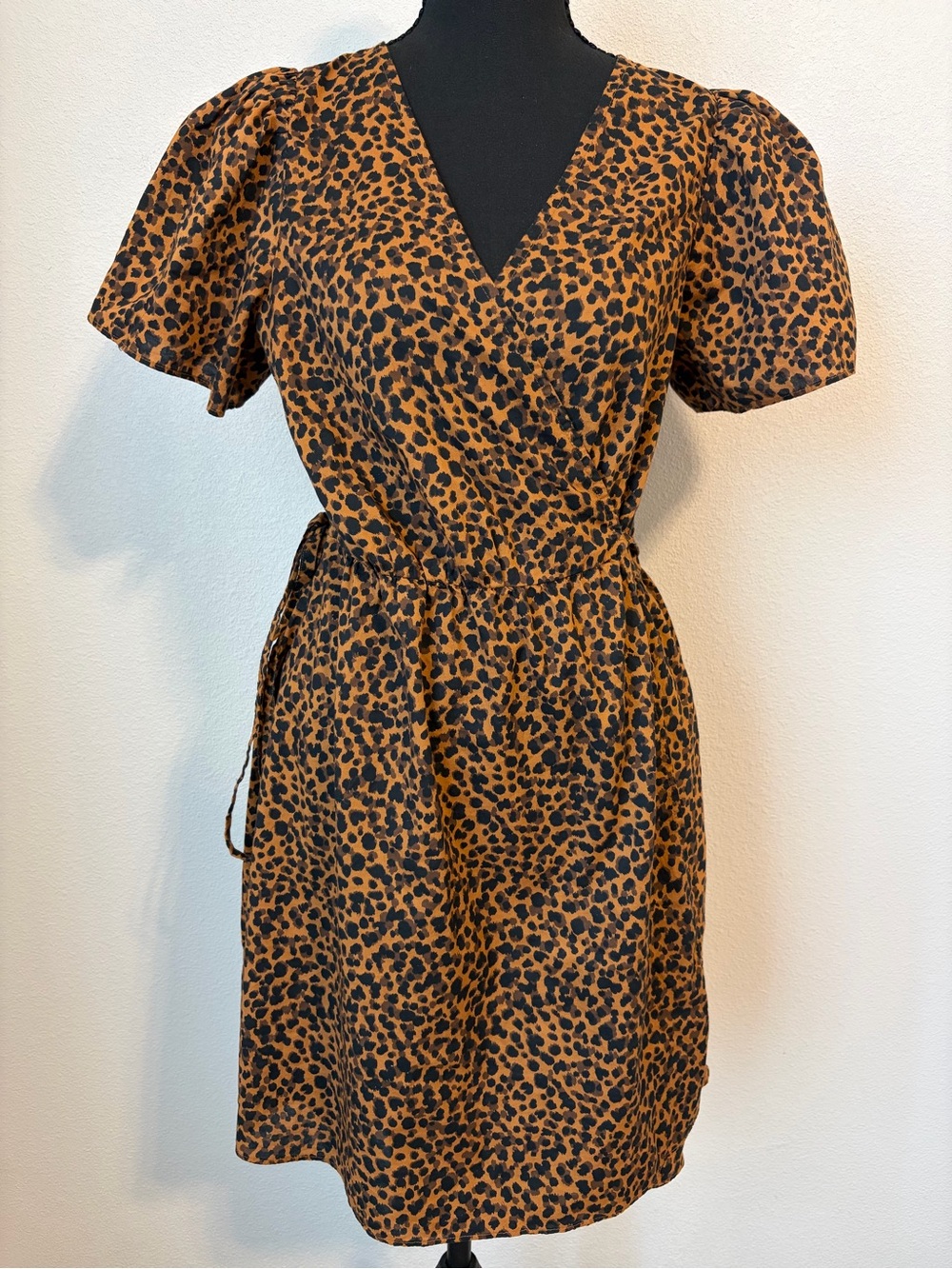 Madewell Painted Leopard Cotton Wrap Dress Size M